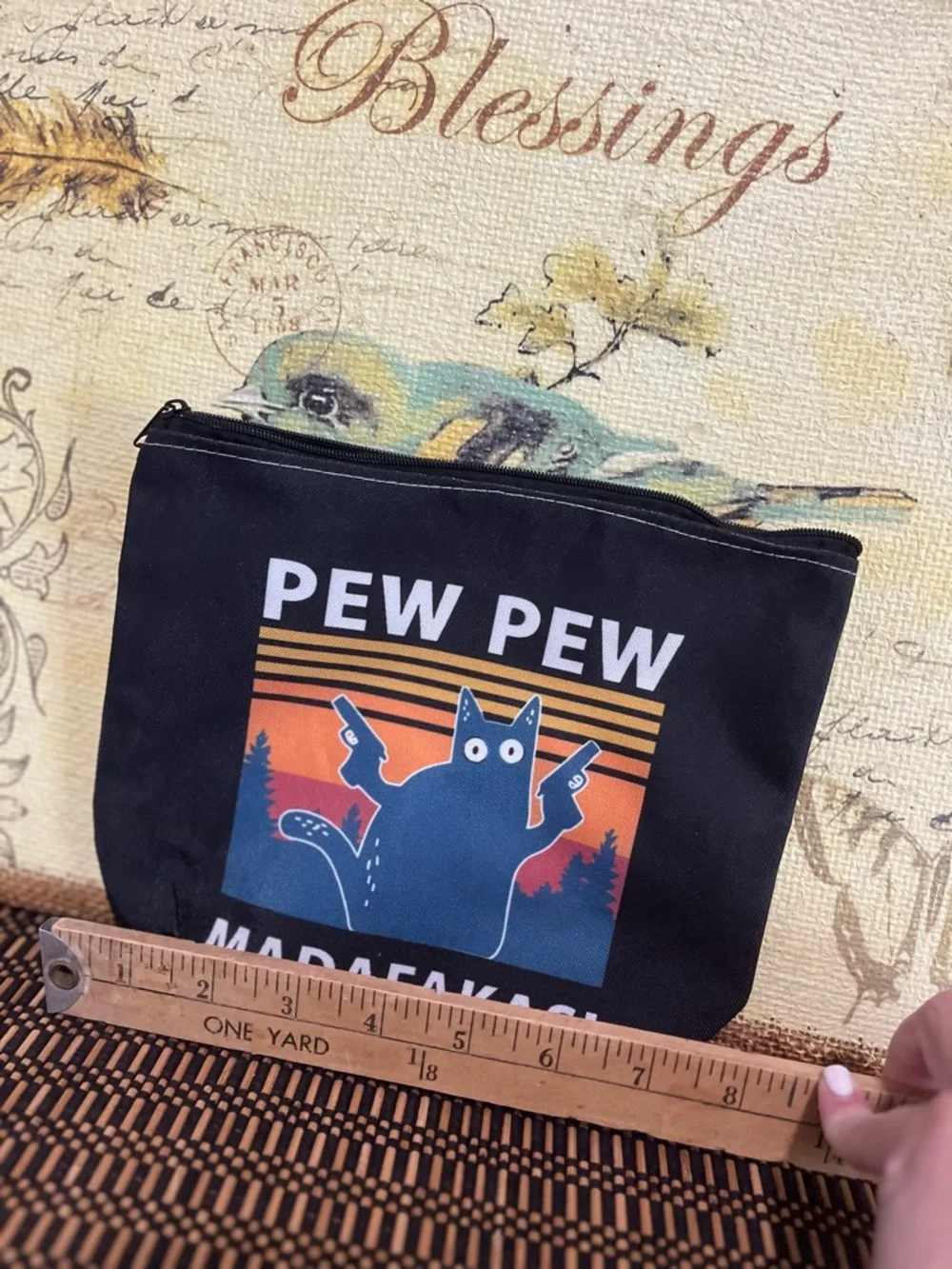 PEW PEW Black Cat Zipper Pouch - Funny Pet Cat Accessory